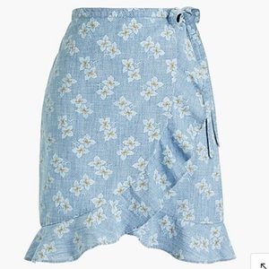 JCREW NWT Printed Chambray Faux-wrap Mini Skirt